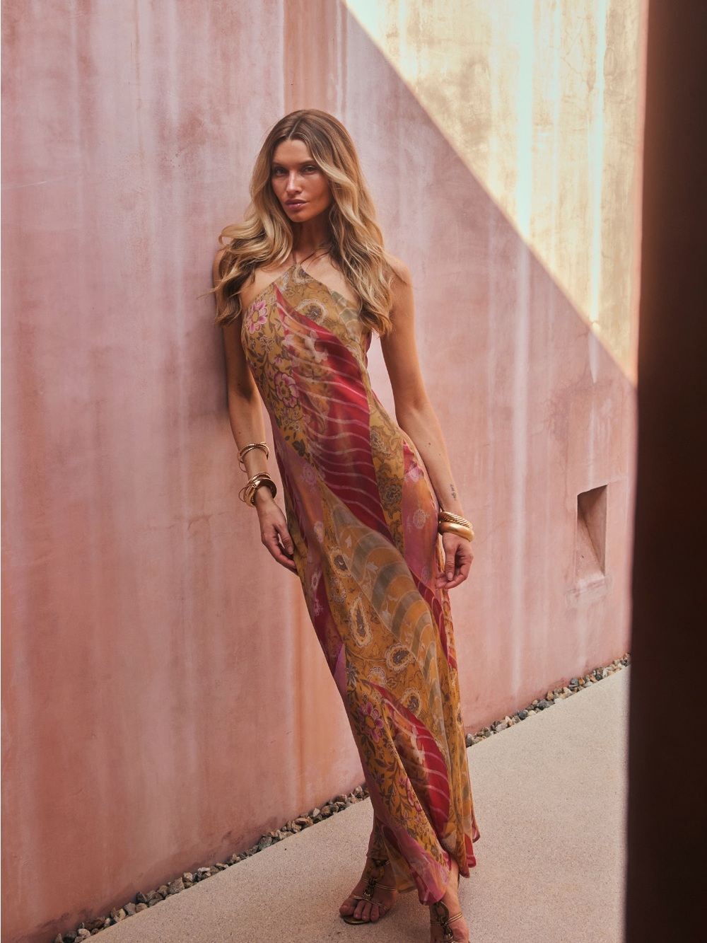 12th Tribe Isabella Patchwork Maxi Dress Size M
